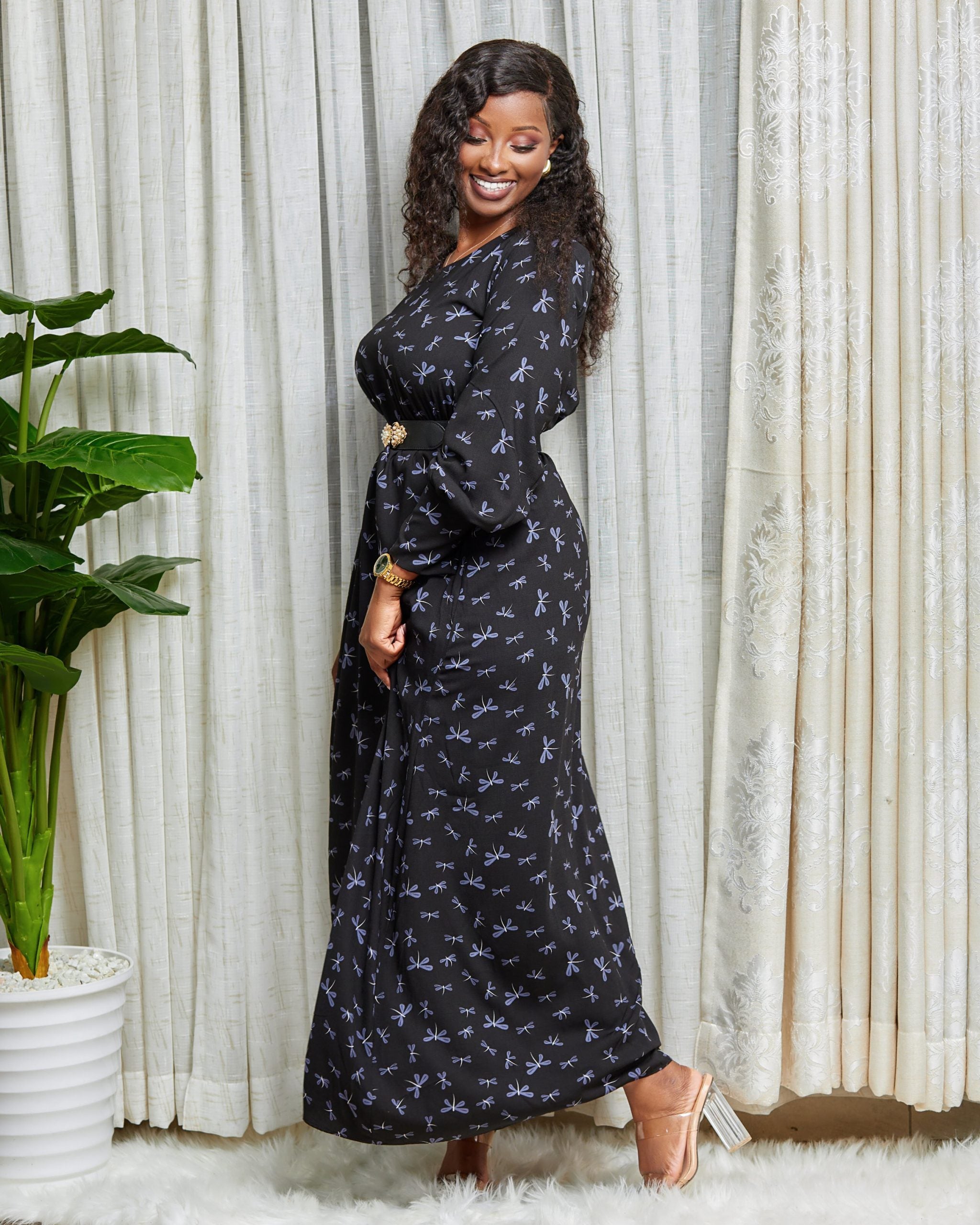 Bella Maxi Dress (Black floral)