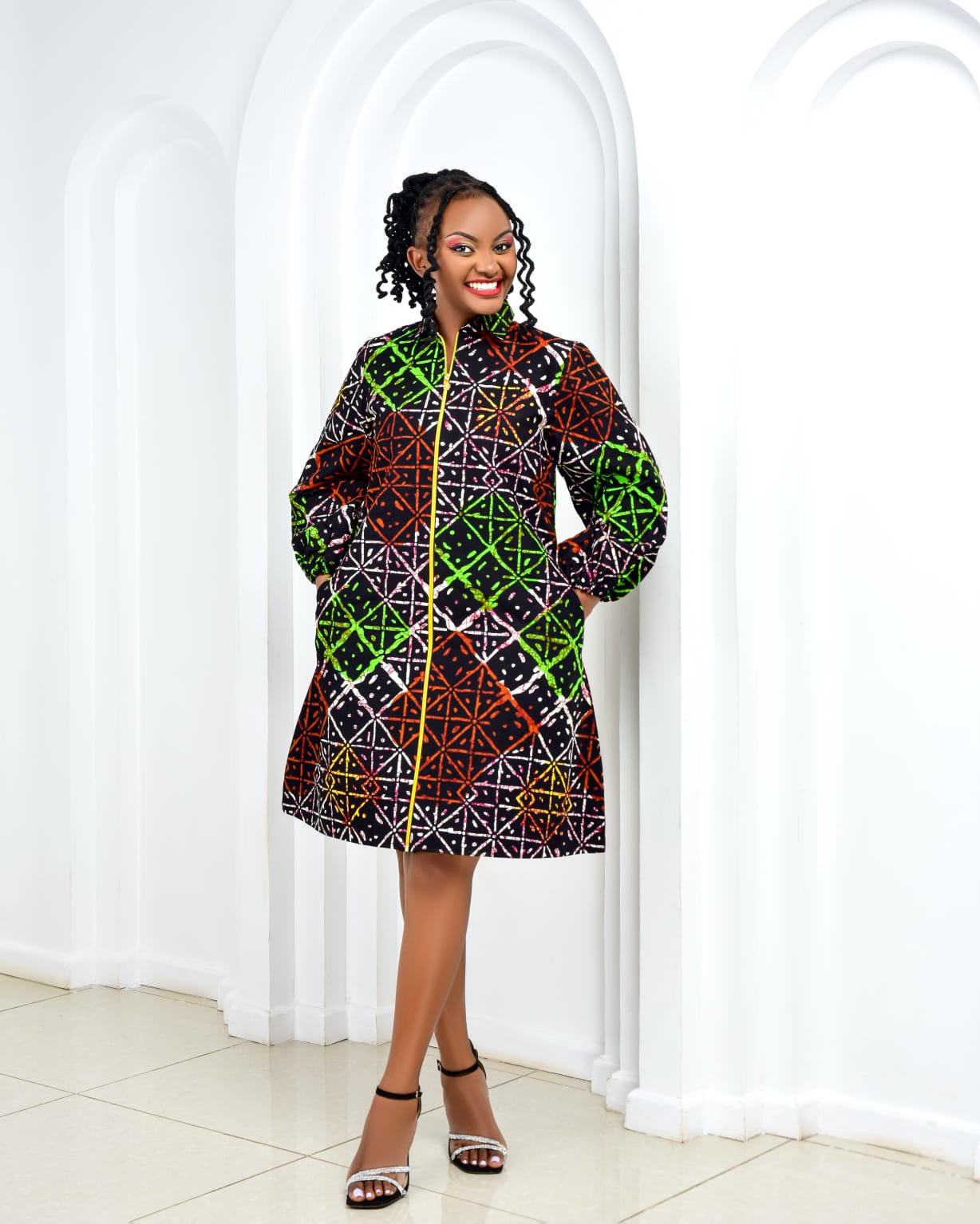 Ankara Zipper Shirt Dresses (Sleeves)