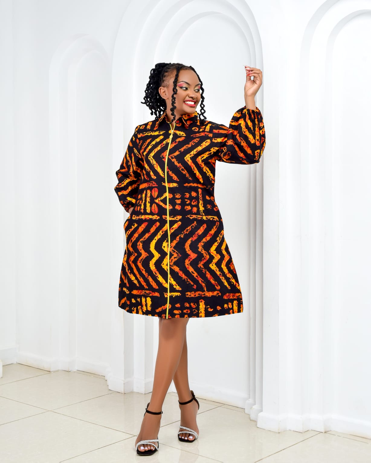 Ankara Zipper Shirt Dresses (Sleeves)