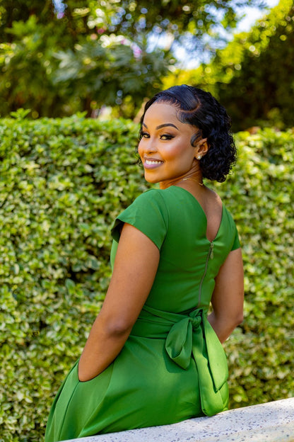 Olive Green V-Neck Jumpsuit