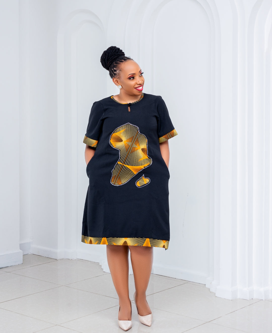 Shift Dresses with a touch of Ankara (Black)