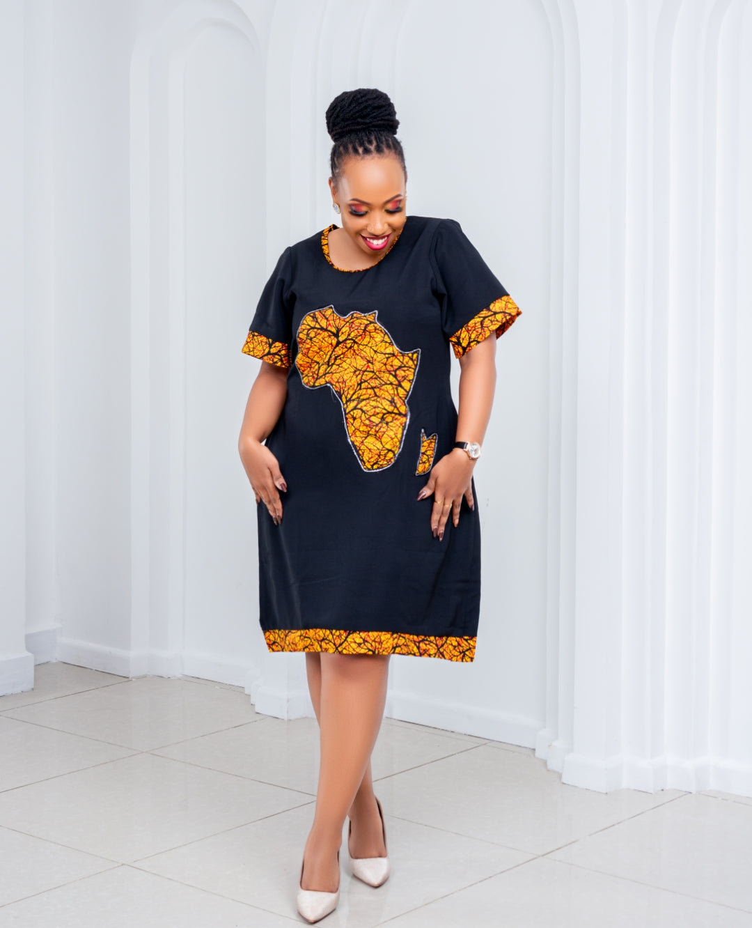 Shift Dresses with a touch of Ankara (Black)