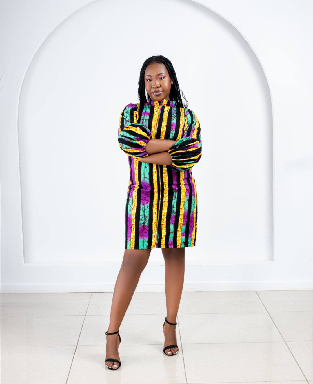 Ankara Shirt Dress(with a front zipper)