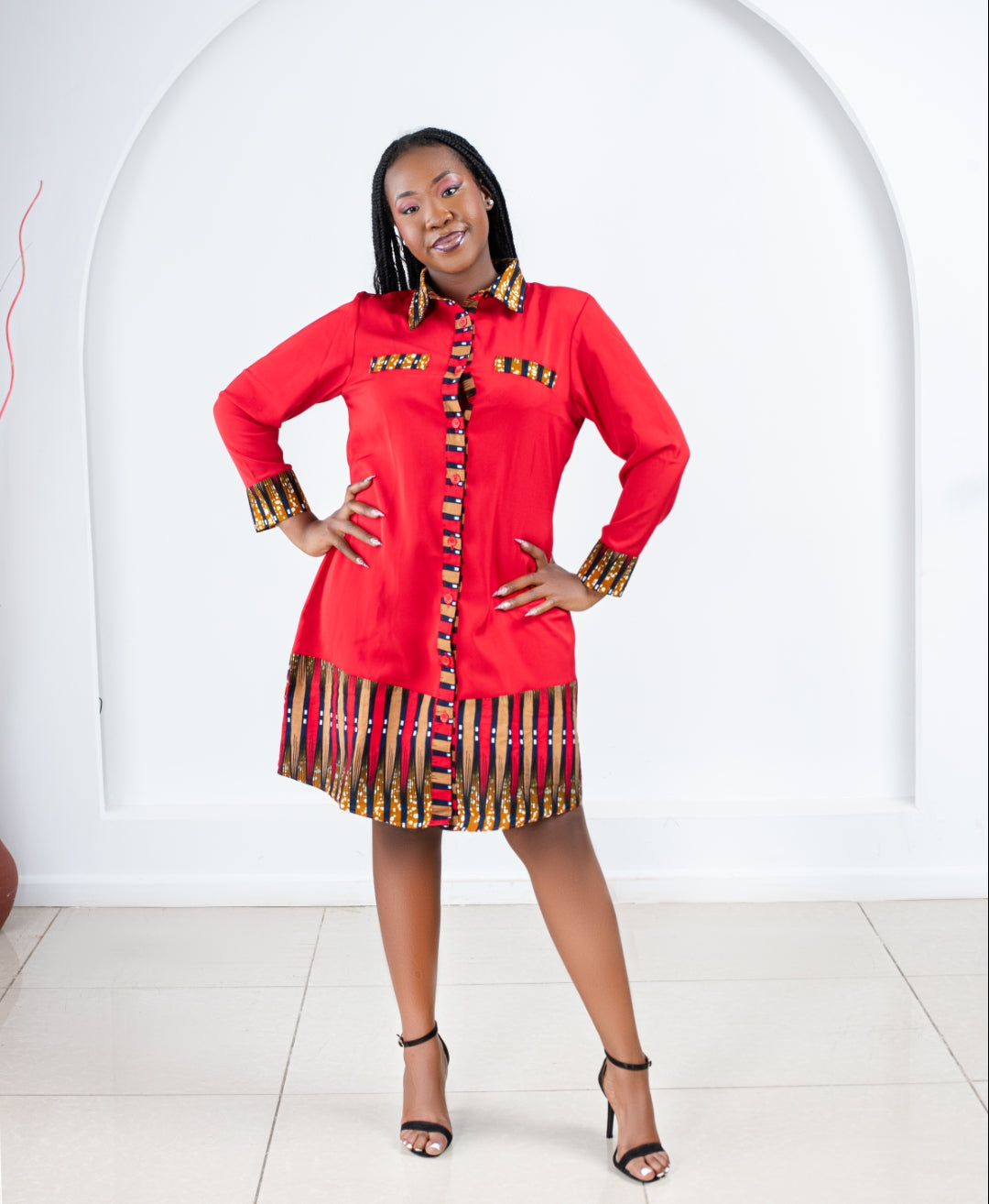 Shirt Dress with a touch of Ankara