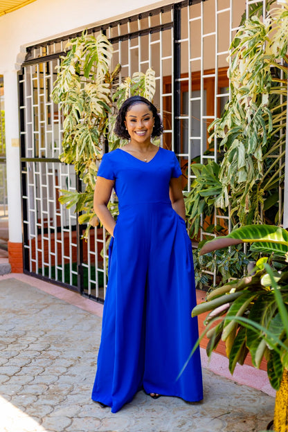 Royal Blue  V-Neck Jumpsuit