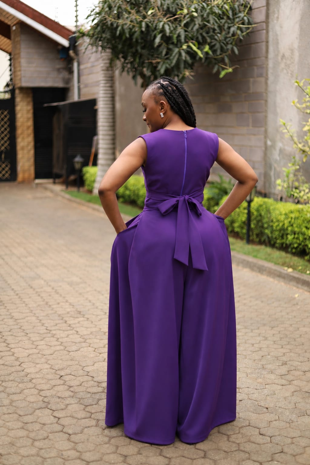 Royal Drape Gown 2-Piece Palazzo Set (Royal Purple)