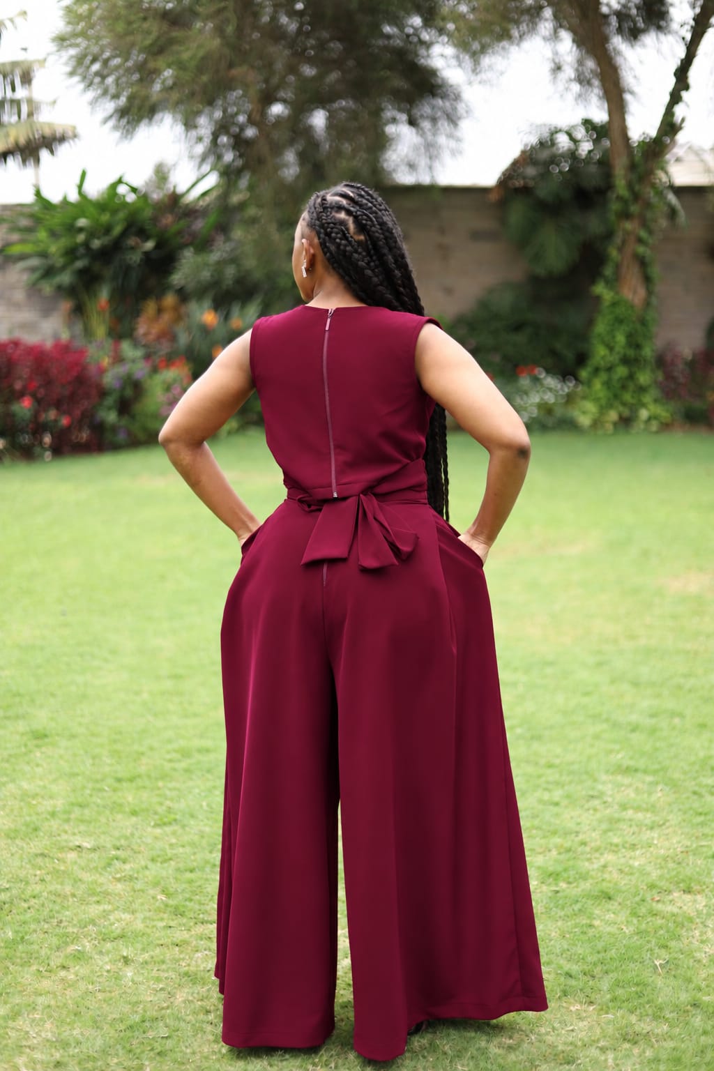 Royal Drape Palazzo Set — Burgundy