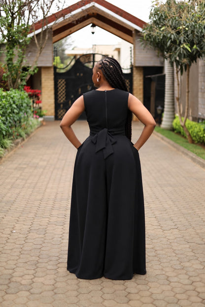 Royal Drape Palazzo Set — Black