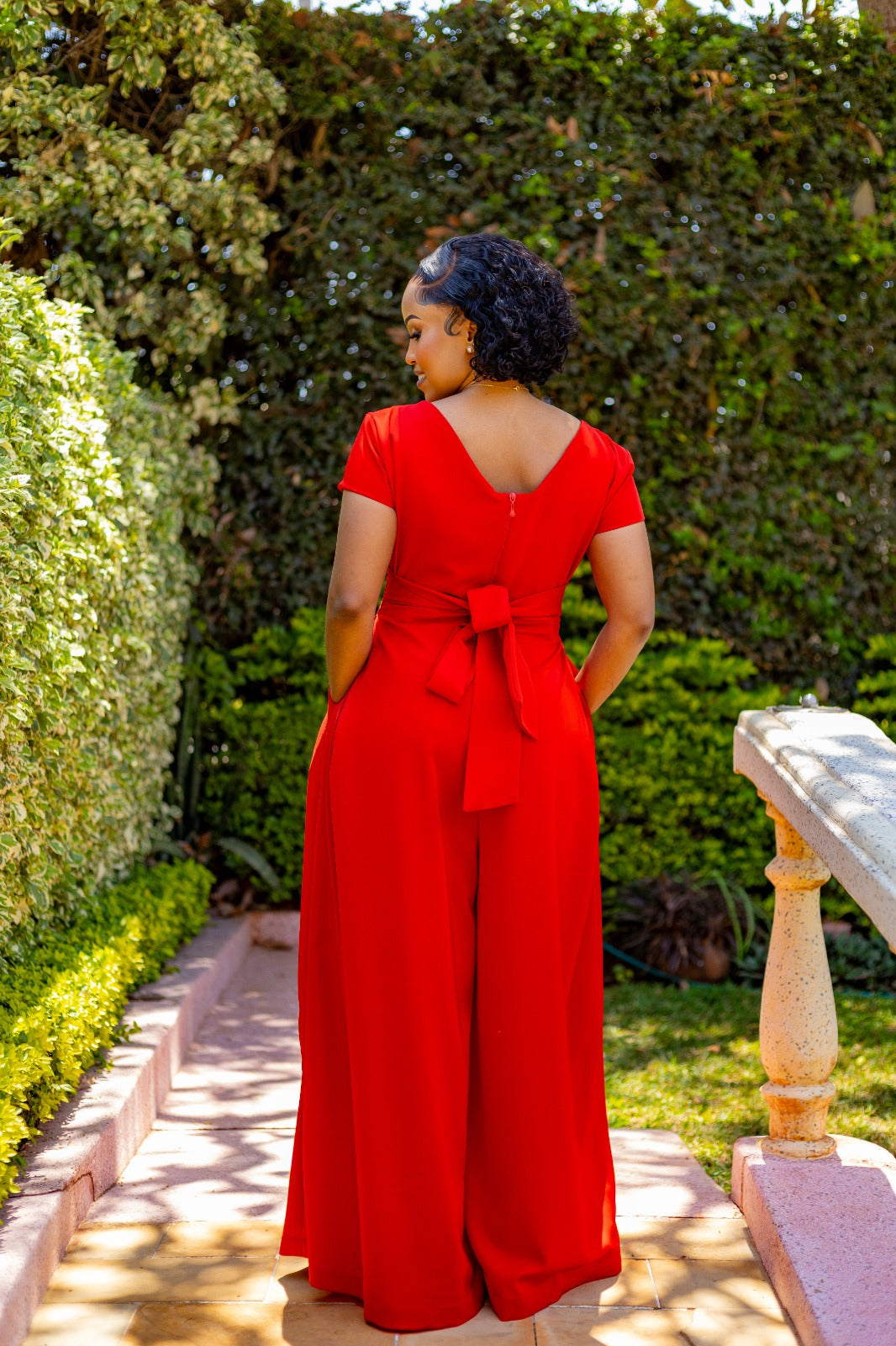 Burnt Orange  V-Neck Jumpsuit