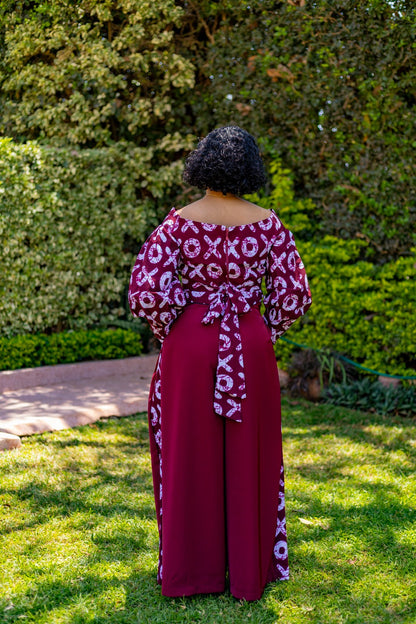 Ankara Luxe Palazzo Set (Burgundy)