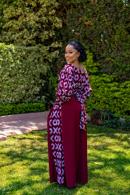 Ankara Luxe Palazzo Set (Burgundy)