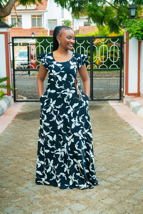Black&White Floral Maxi Dresses