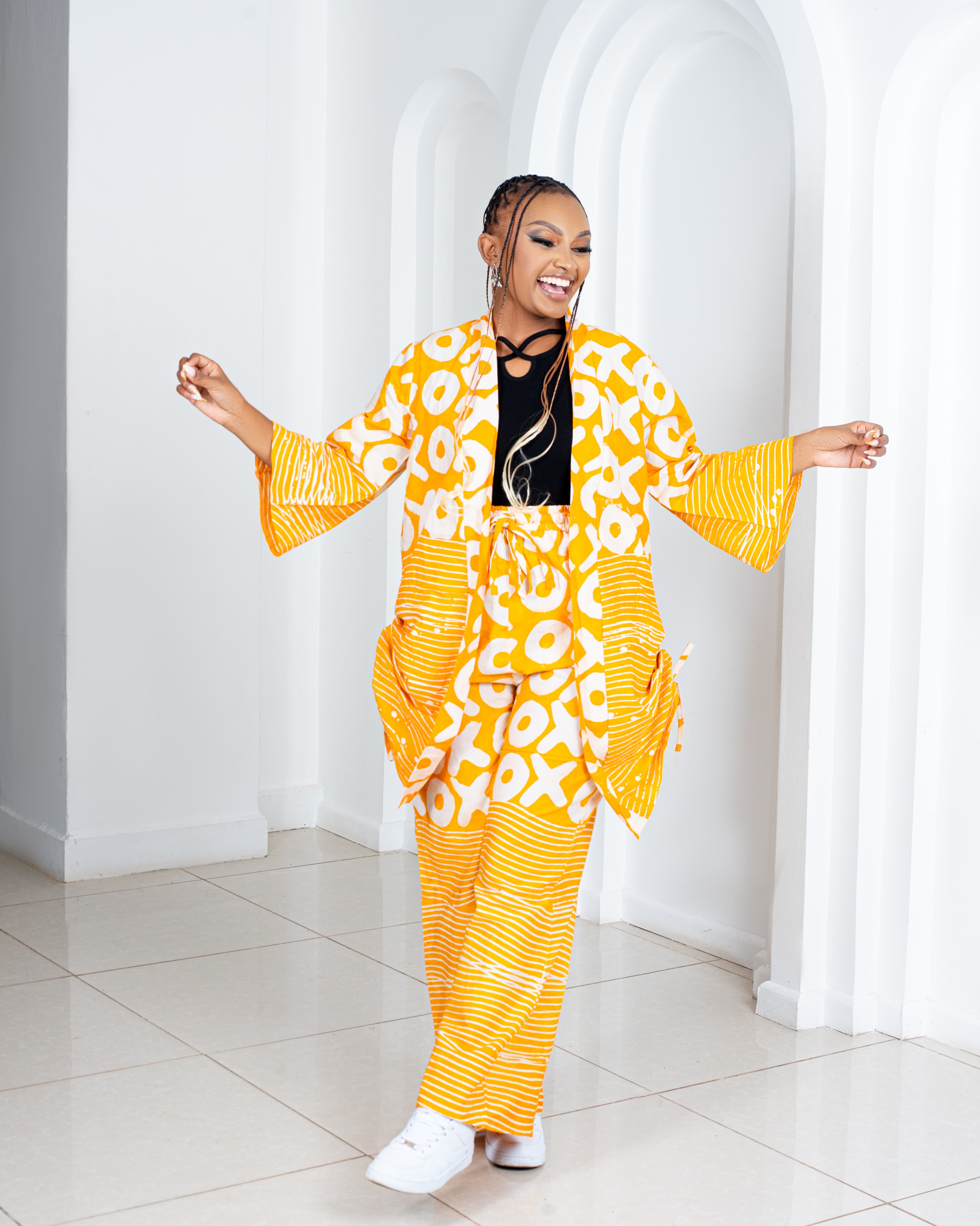Batik 2pc Set (Kimono & Palazzo)(Mustard)