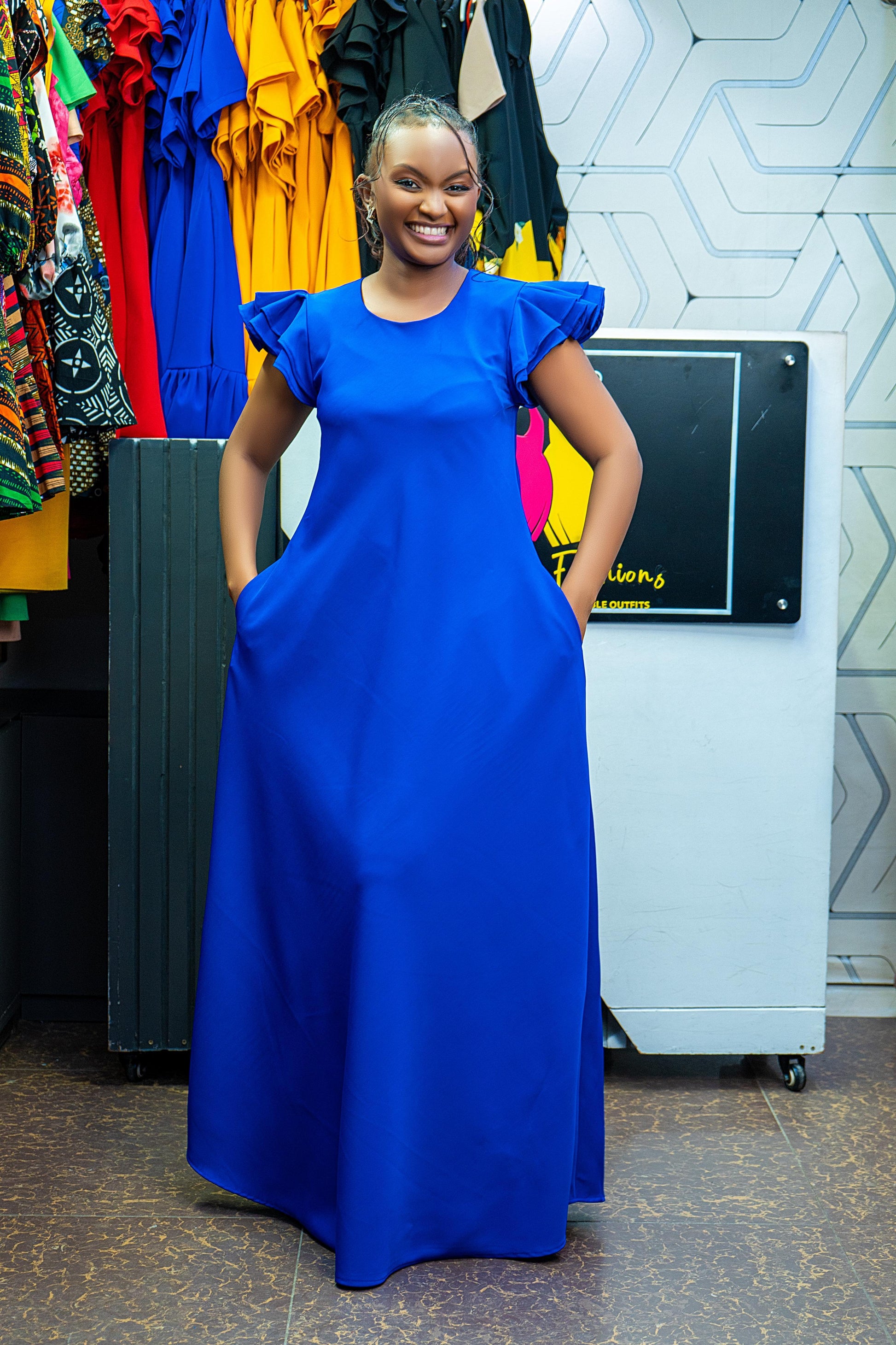 Royal Blue Maxi Dresses (Ruffled Sleeves) – Alpha Fashion closet