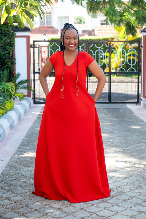 Red Maxi Dresses (Cap Sleeves)