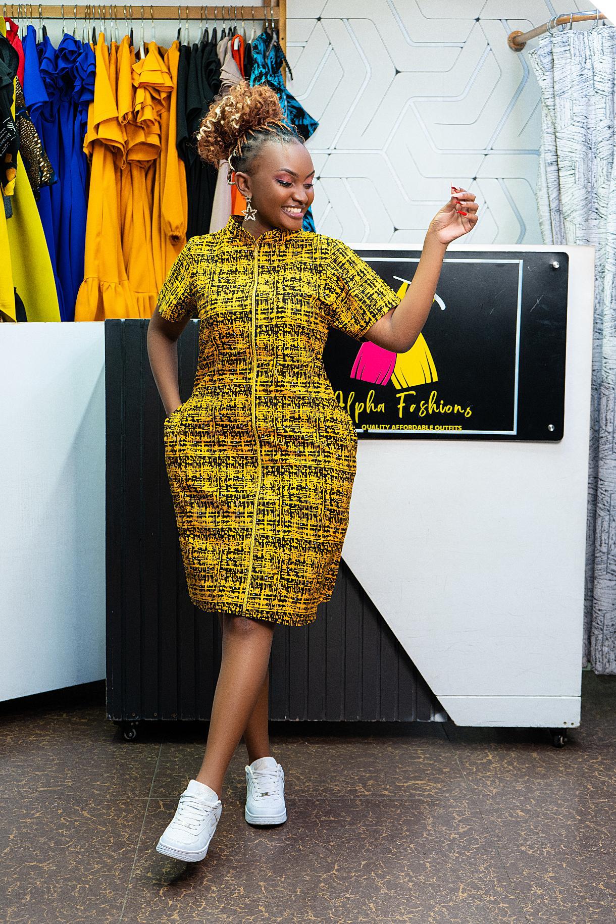 Ankara Zipper Shirt Dresses