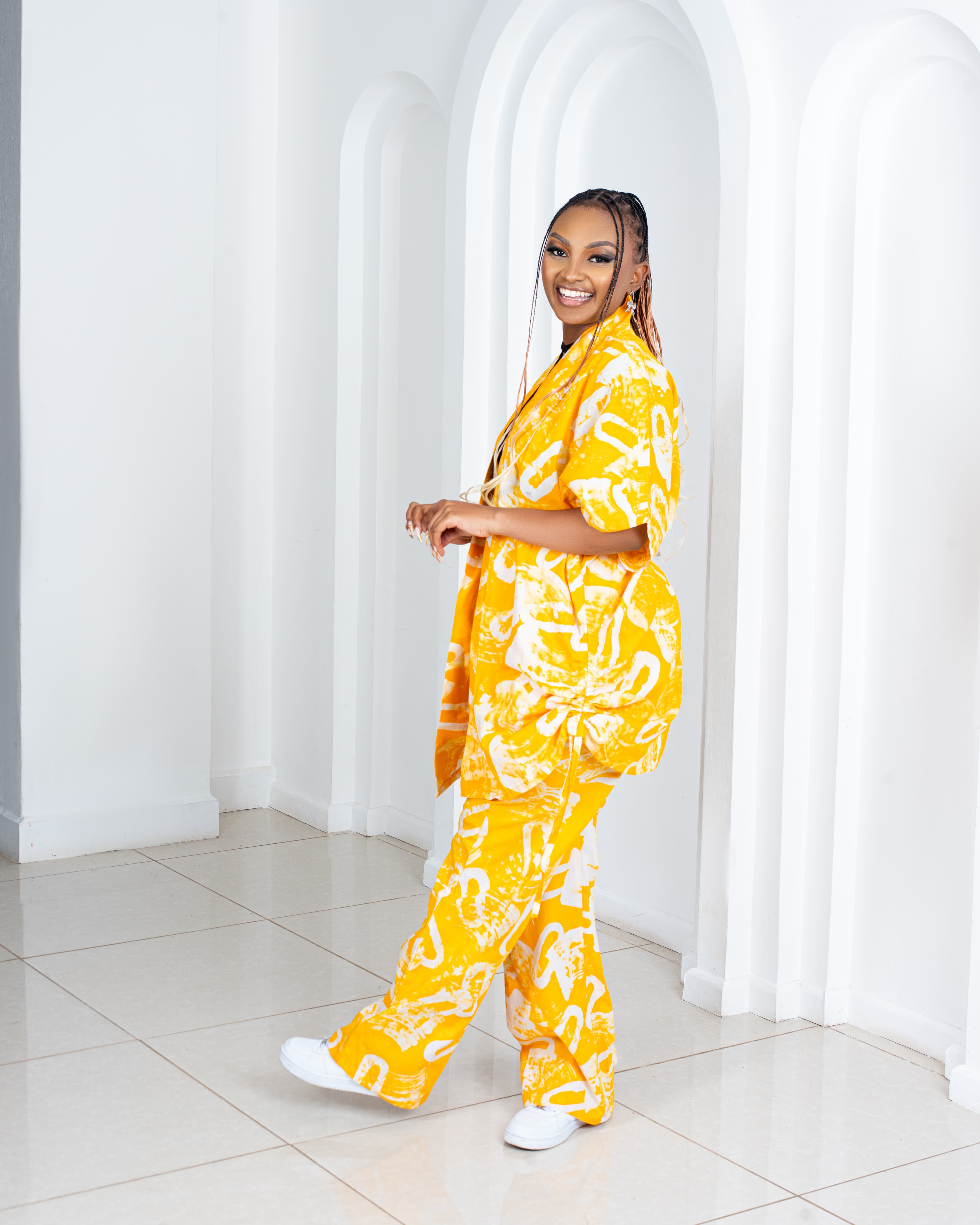 Batik 2pc Set (Kimono & Palazzo)(Mustard)