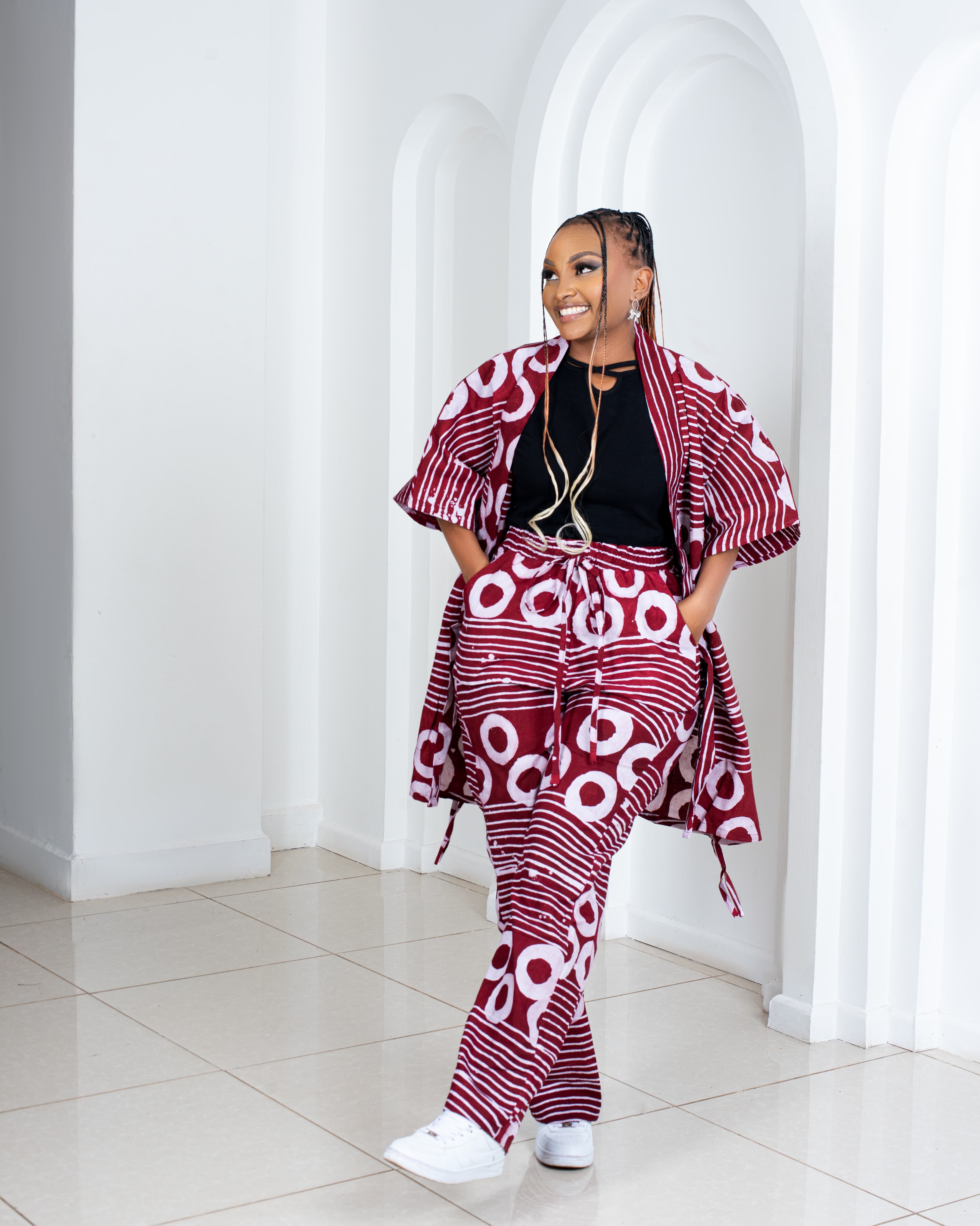 Batik 2pc Set (Kimono & Palazzo)(Maroon)