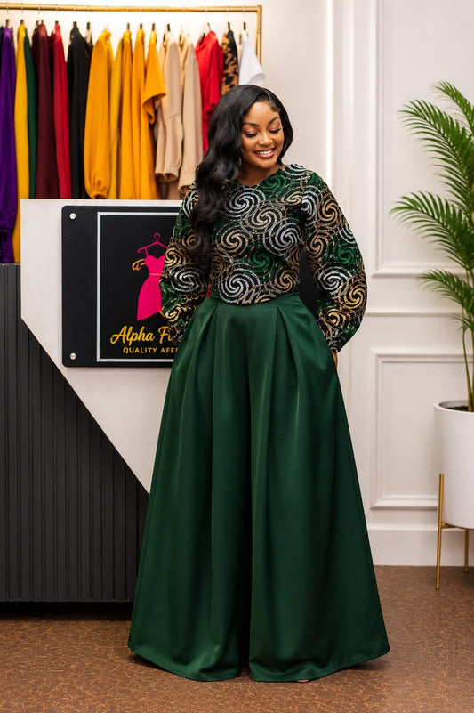 Zuri Ankara Top & Wide-Leg Palazzo Two-Piece Set