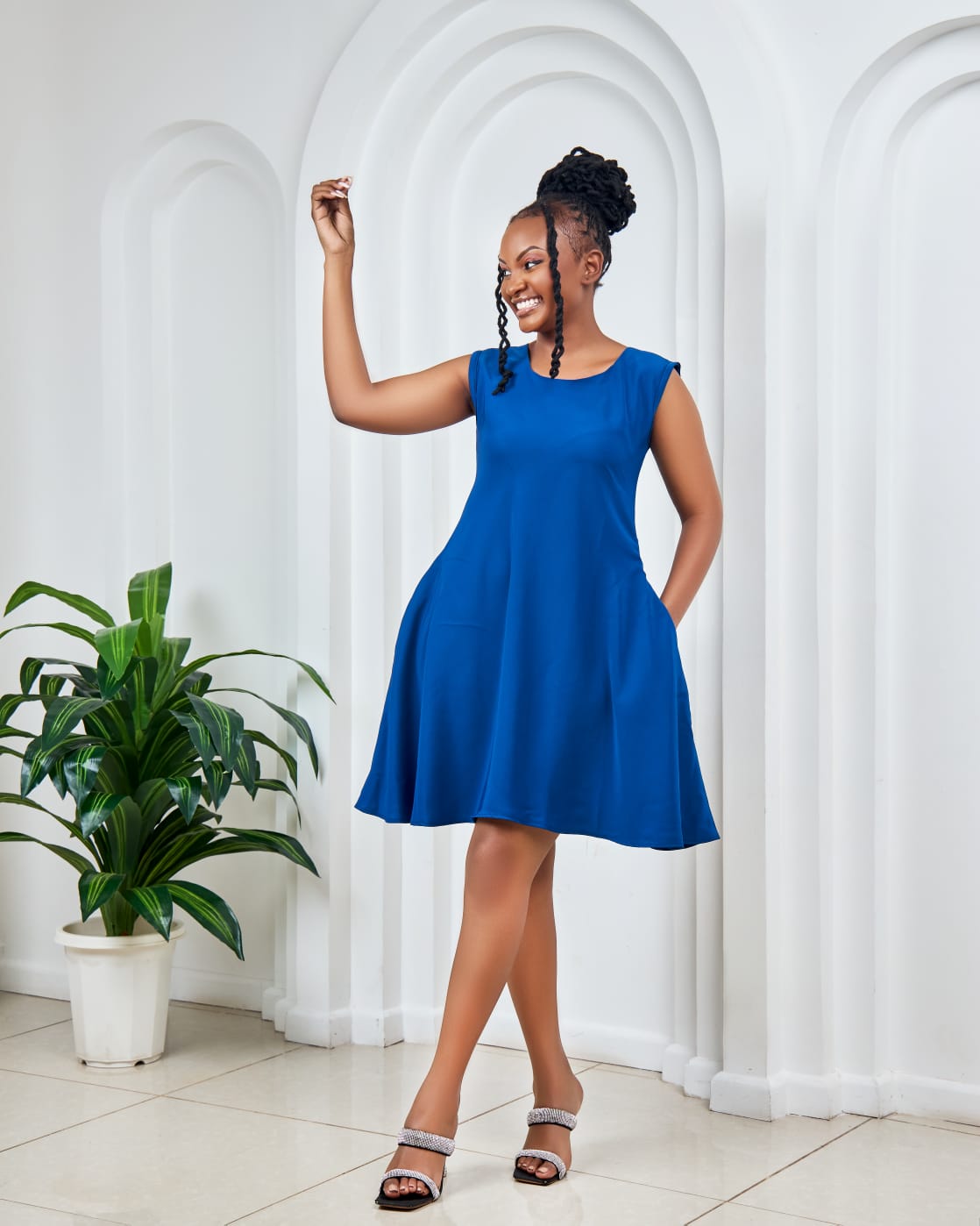 Short Plain Sleeveless Shifts (Parliament Blue)