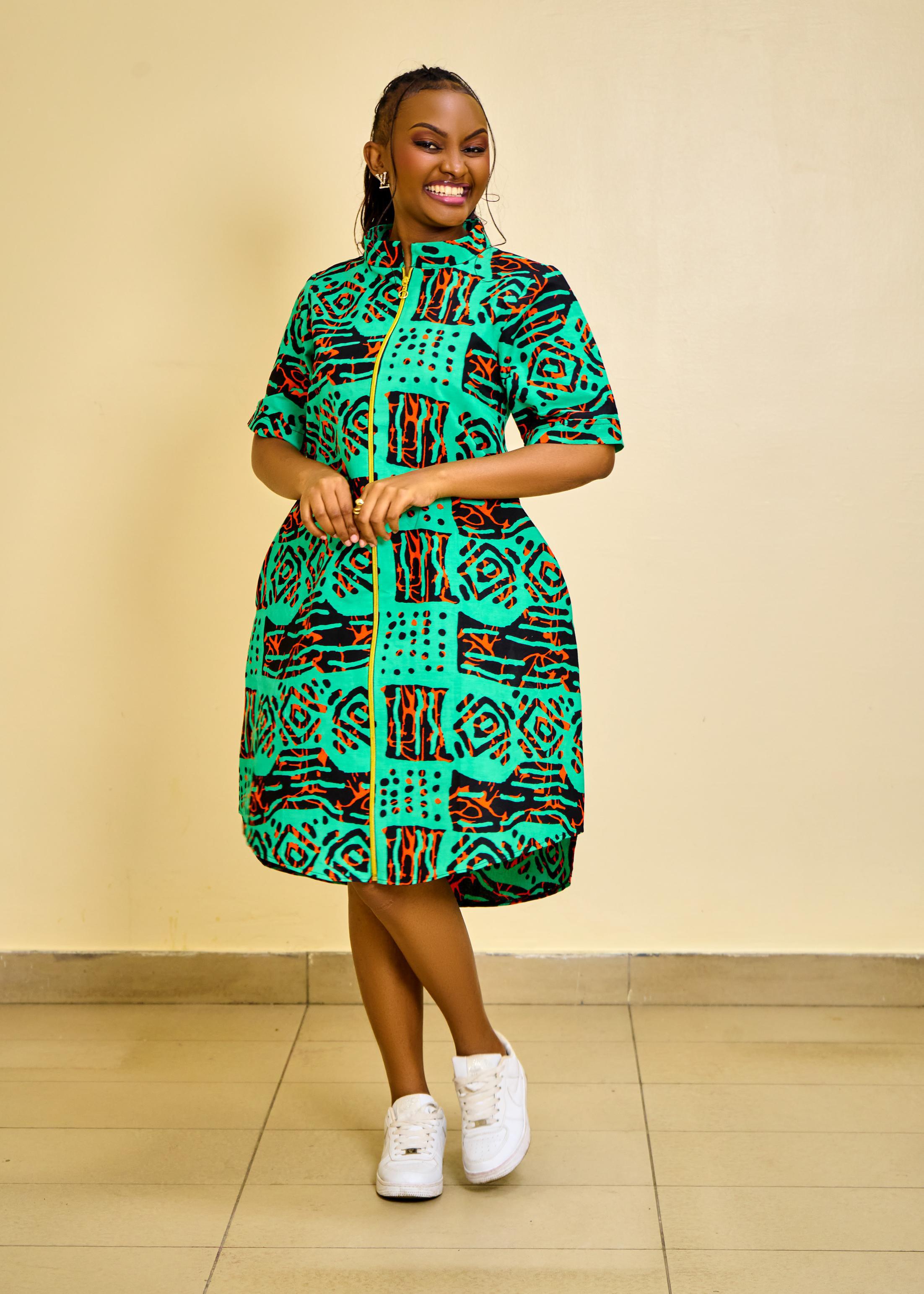 Ankara Zipper Shirt Dresses