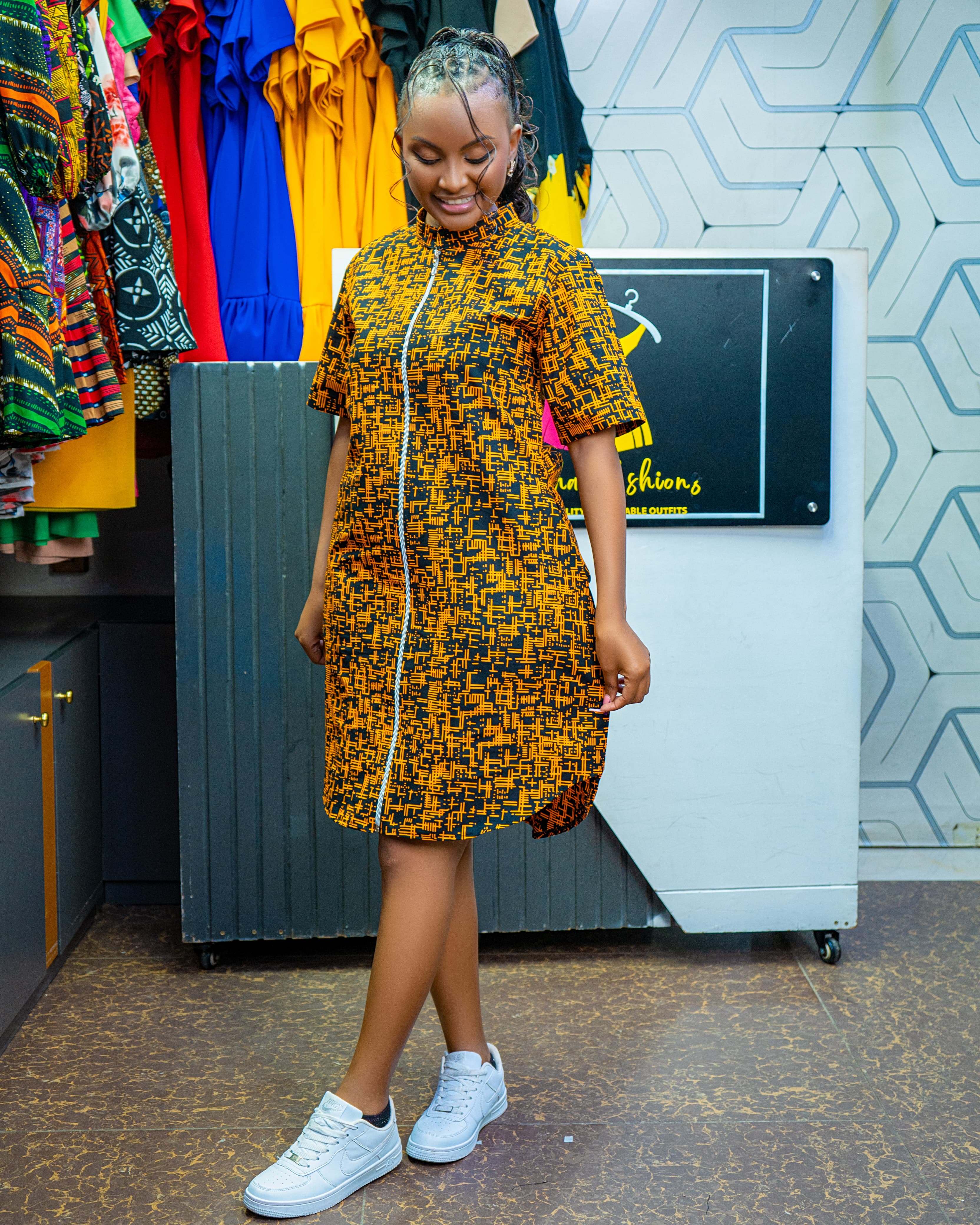 Ankara Zipper Shirt Dresses