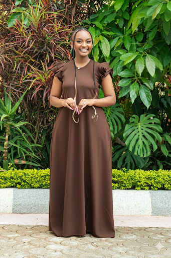 Chocolate Brown Maxi Dresses (Ruffled Sleeves)