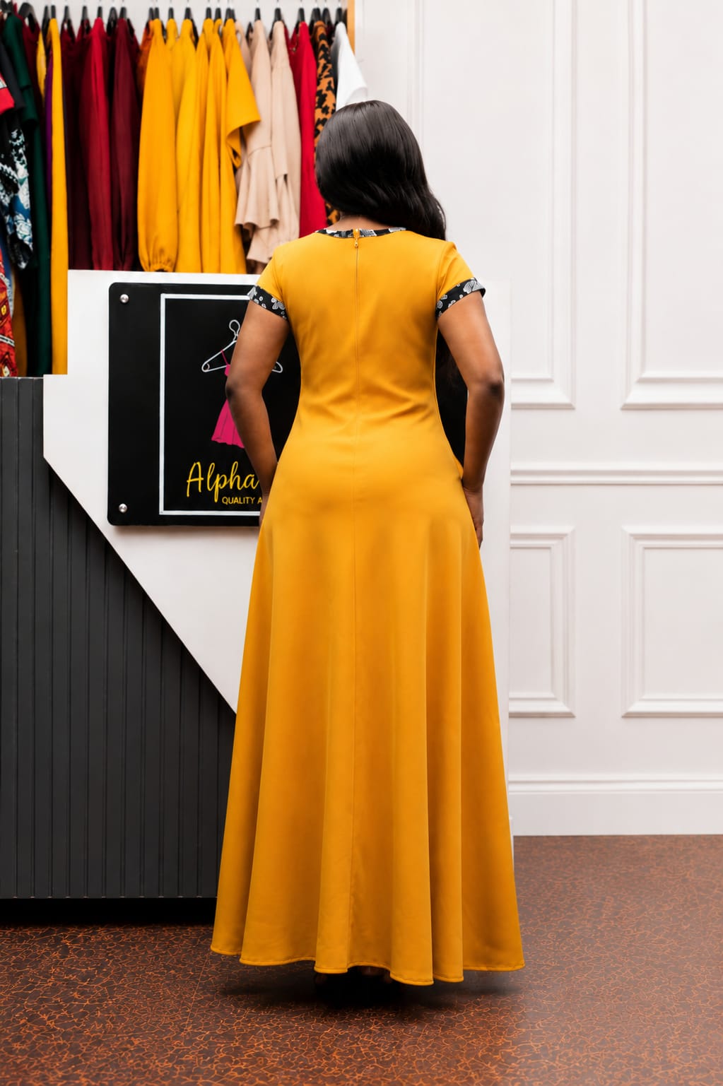 Mustard with a touch of Ankara(Cap Sleeves)