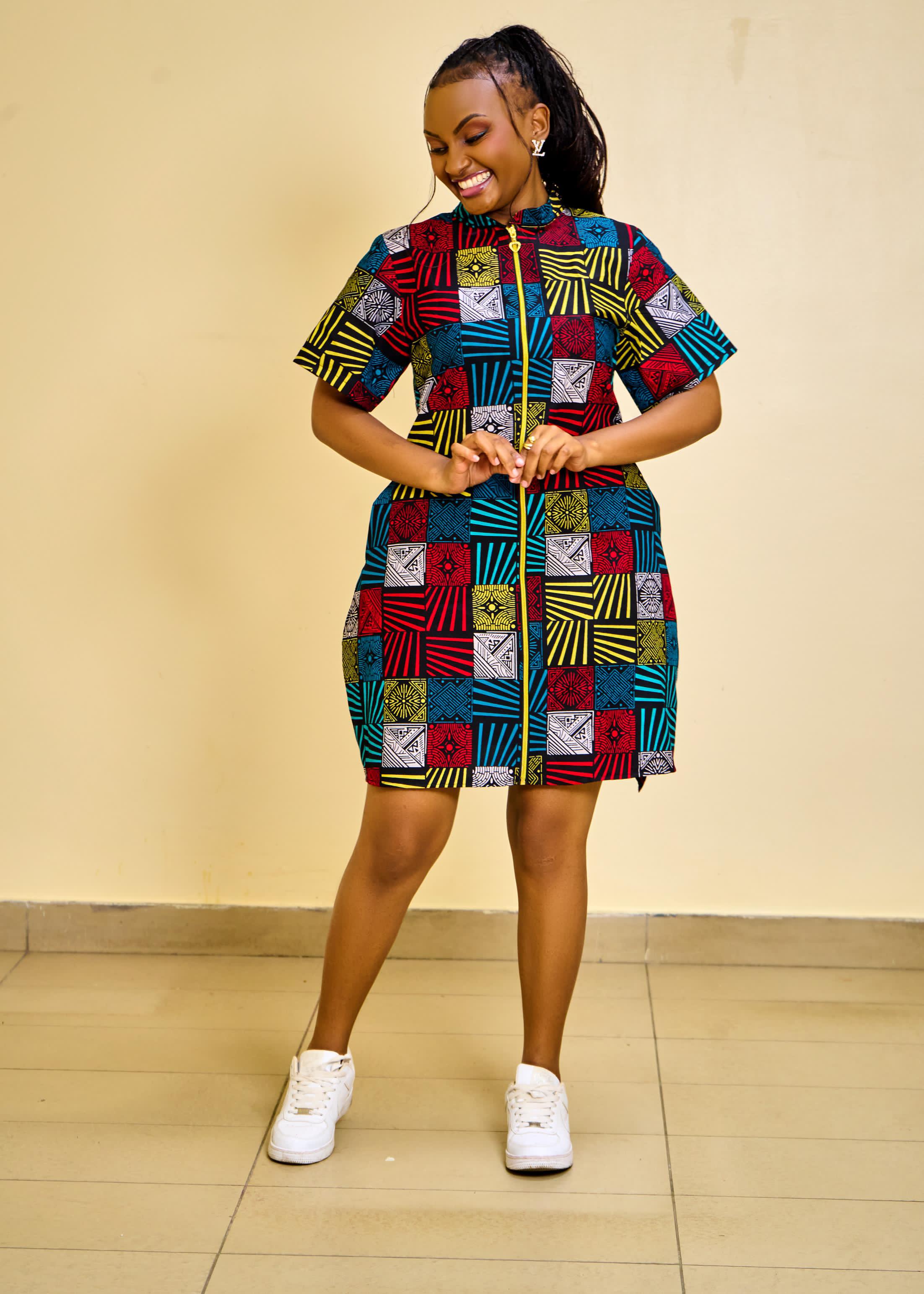 Ankara Zipper Shirt Dresses