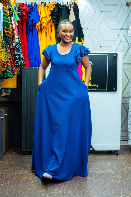 Parliament Blue Maxi Dresses (Ruffled Sleeves)
