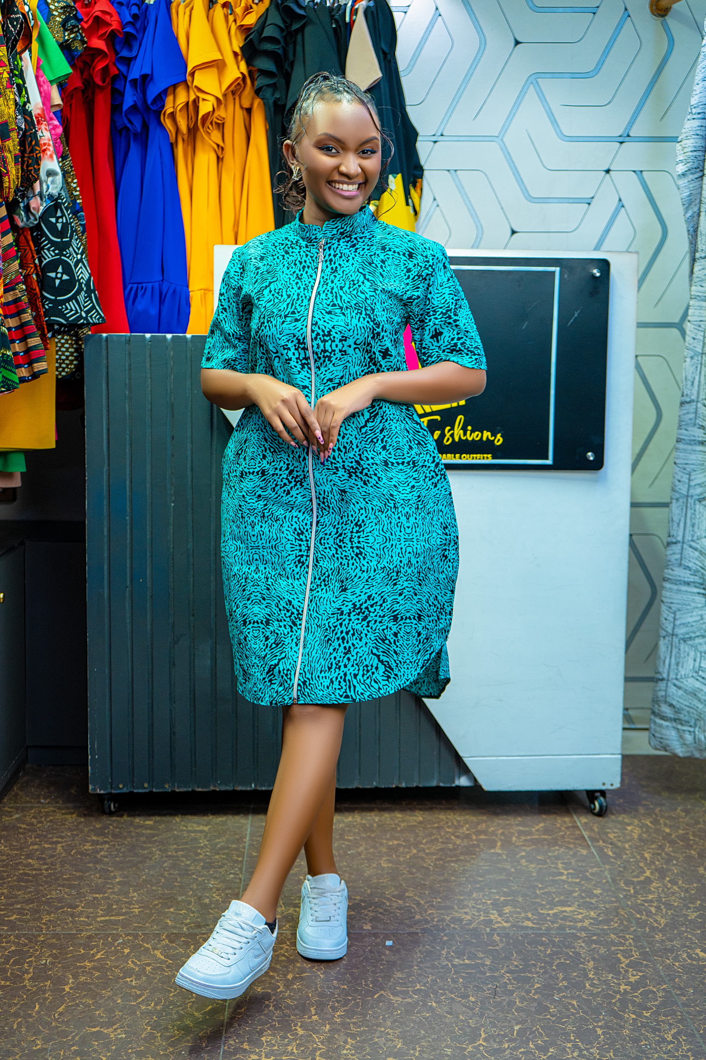 Ankara Zipper Shirt Dresses
