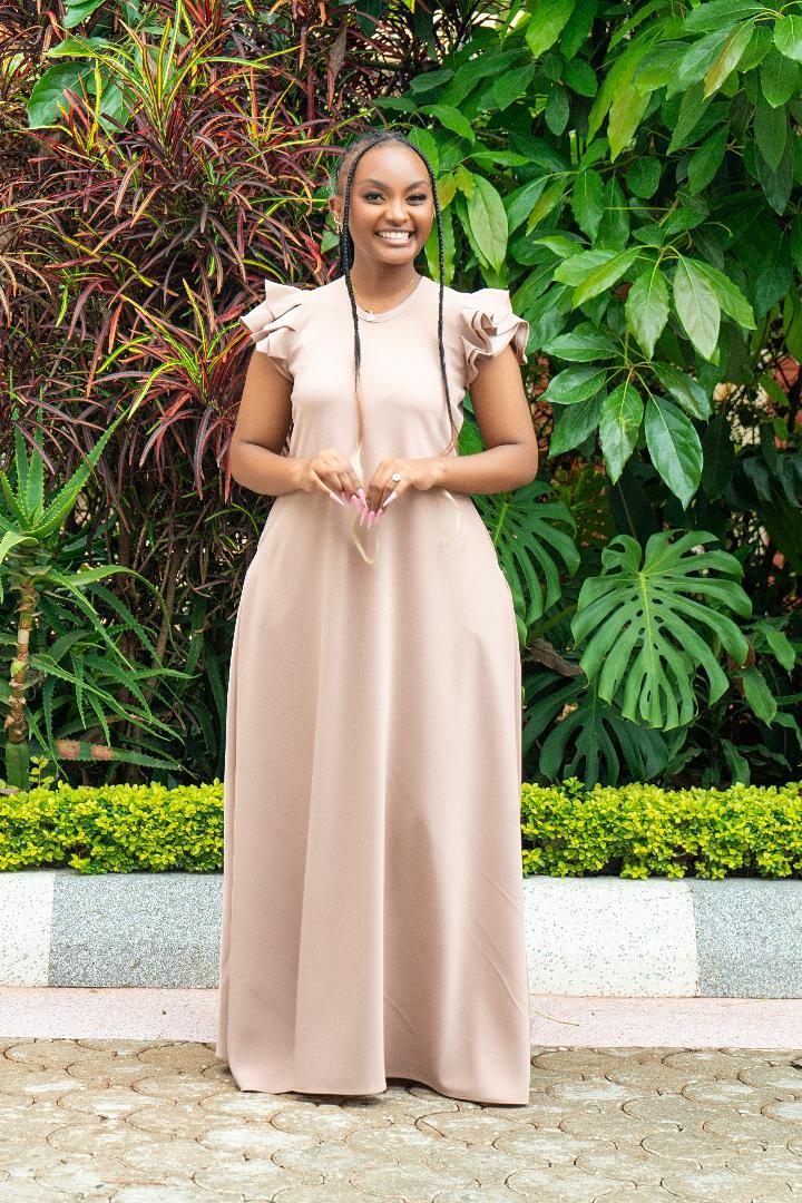 Beige/Nude Maxi Dresses(Ruffled Sleeves)