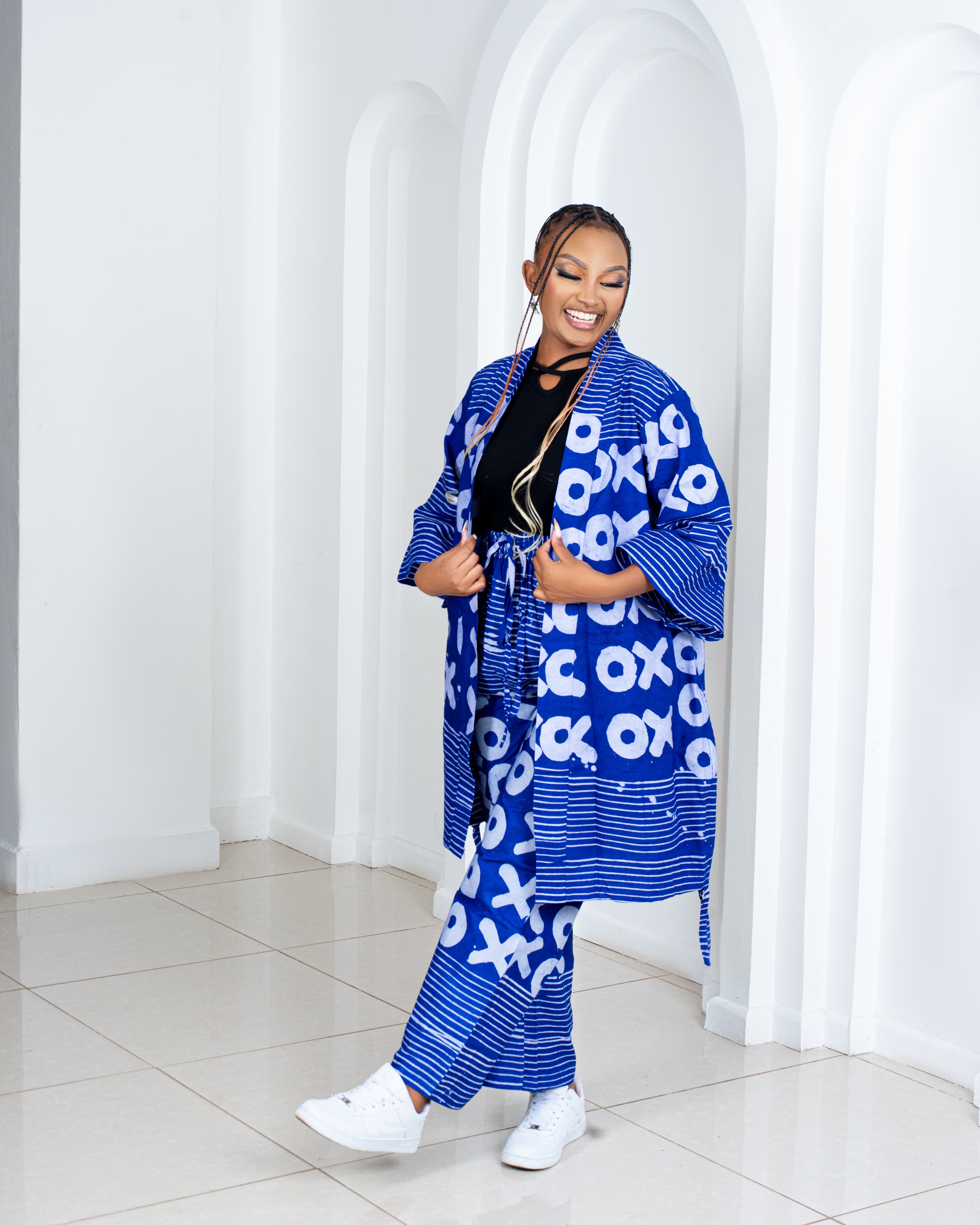 Batik 2pc Set (Kimono & Palazzo)(Royal Blue)