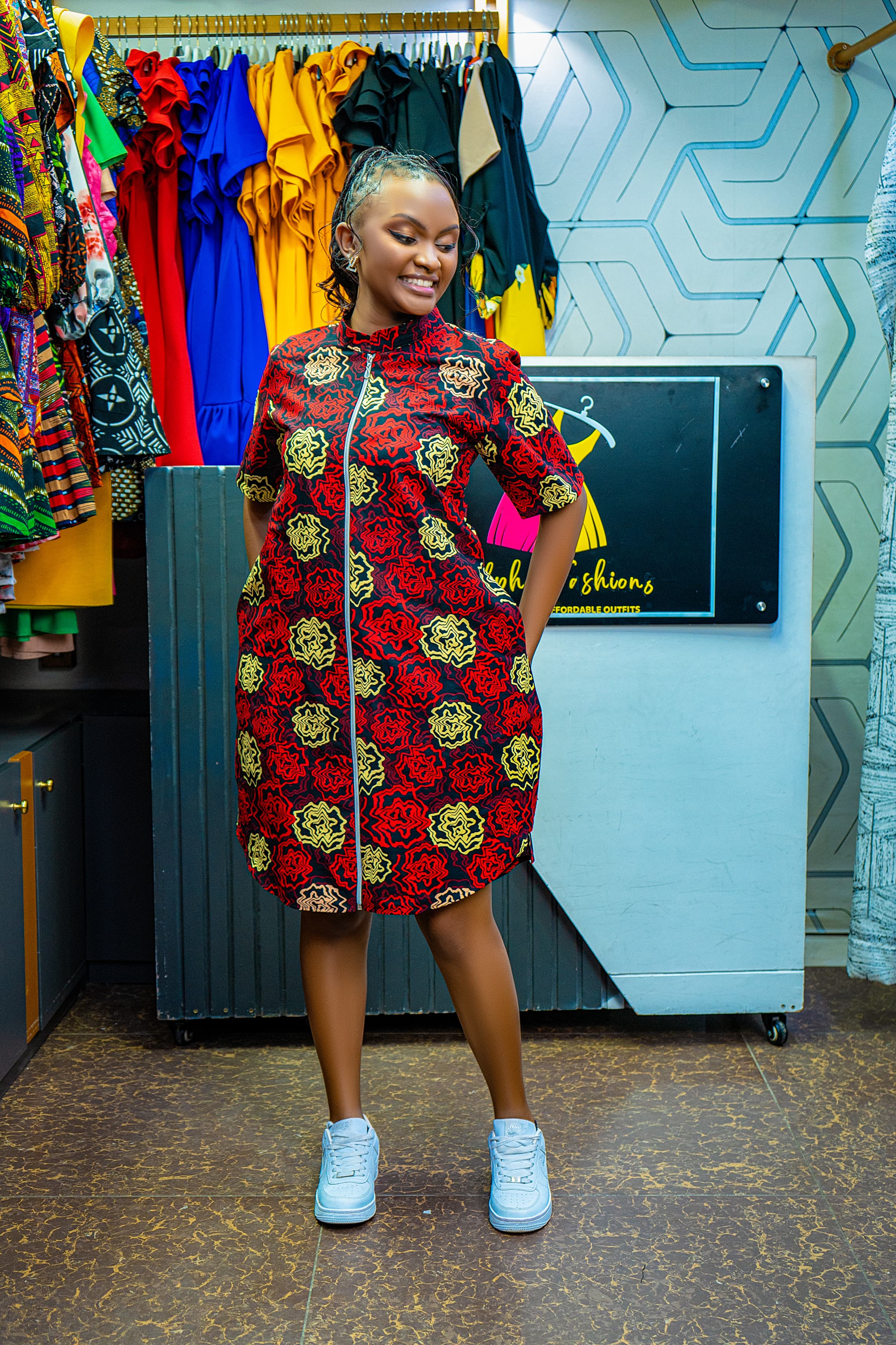 Ankara Zipper Shirt Dresses