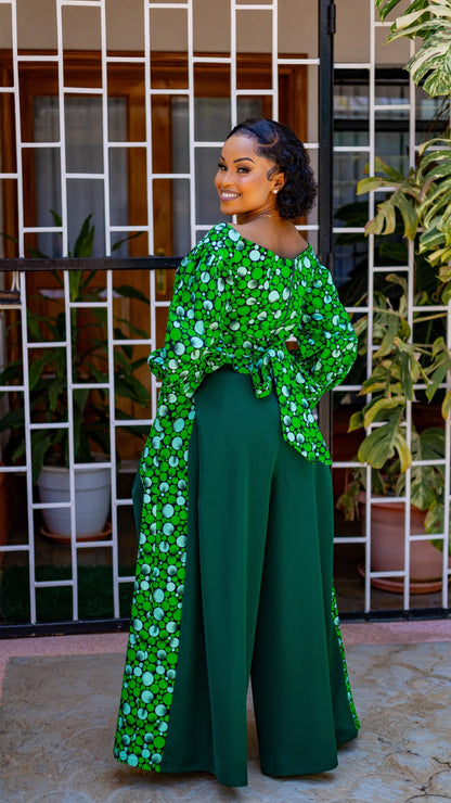Ankara Luxe Palazzo Set (Emerald Green)