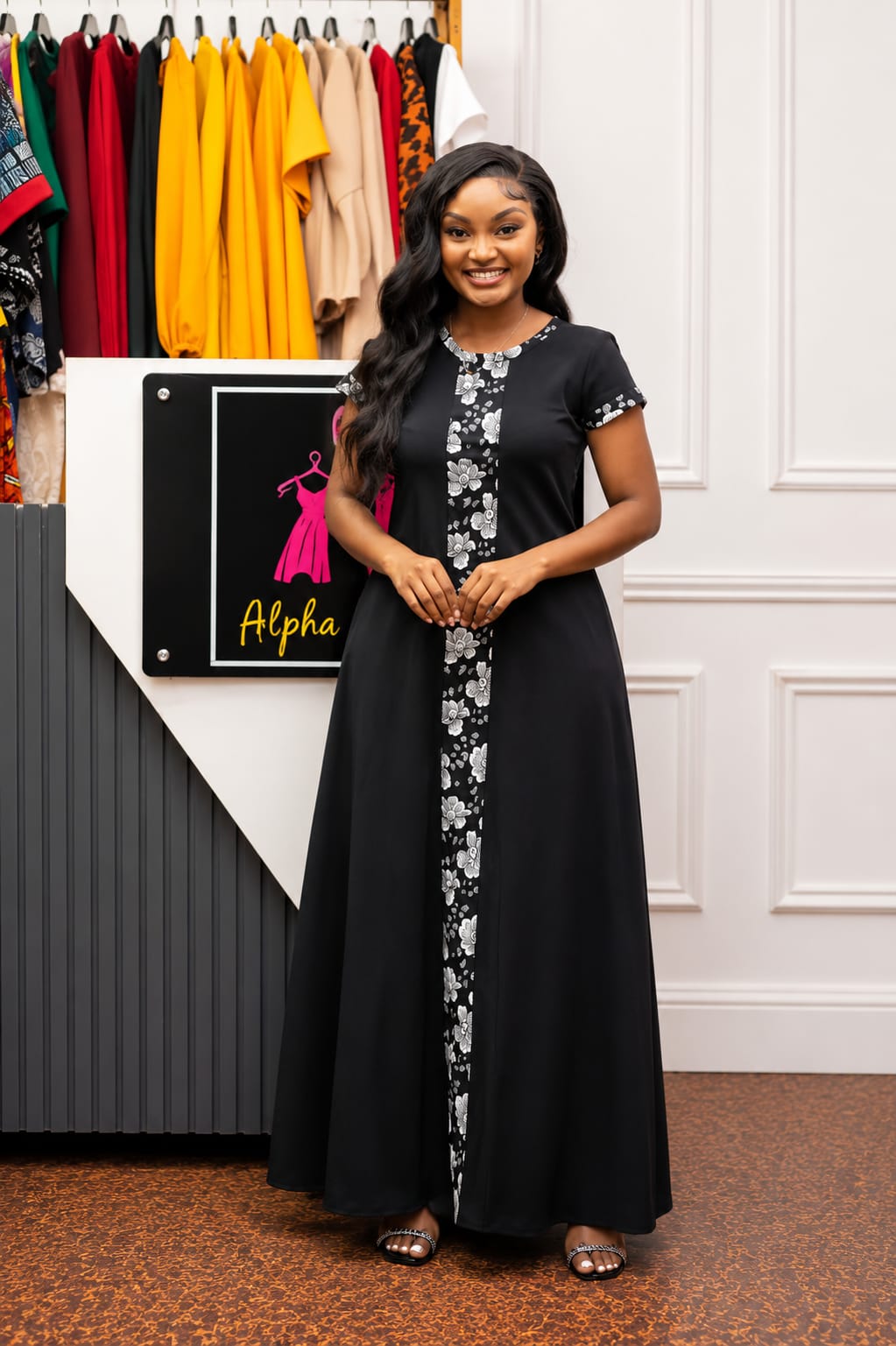 Black with a touch of Ankara(Cap sleeved)