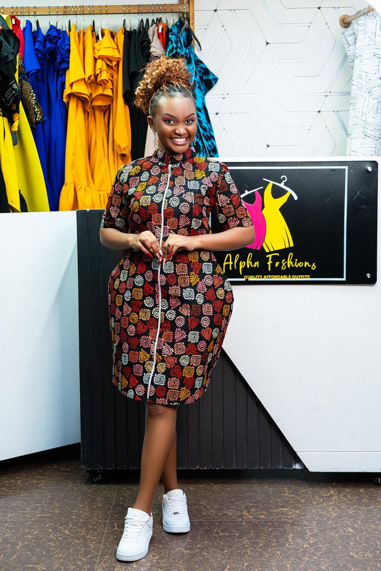 Ankara Zipper Shirt Dresses