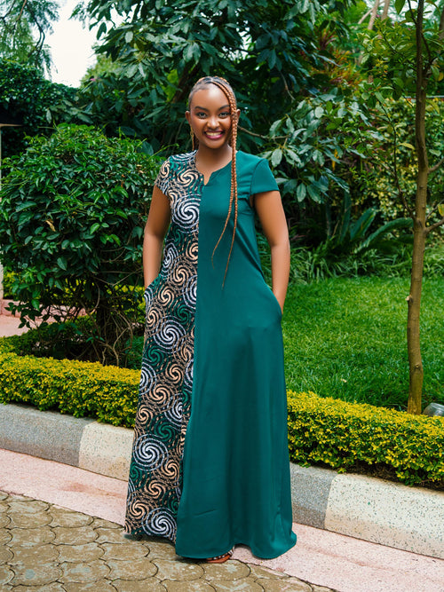 Emerald Green Panel Maxi Dress