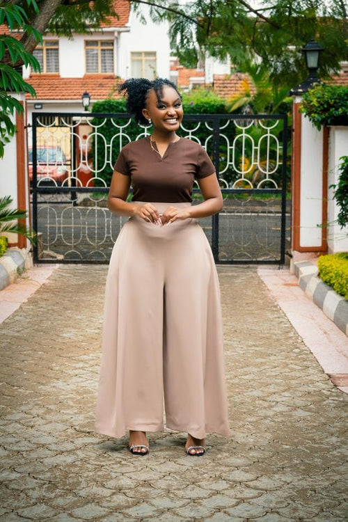 The Scarlet Wide Palazzos (Beige/Nude)
