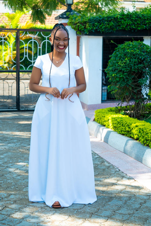 White Maxi Dresses (Cap Sleeves)