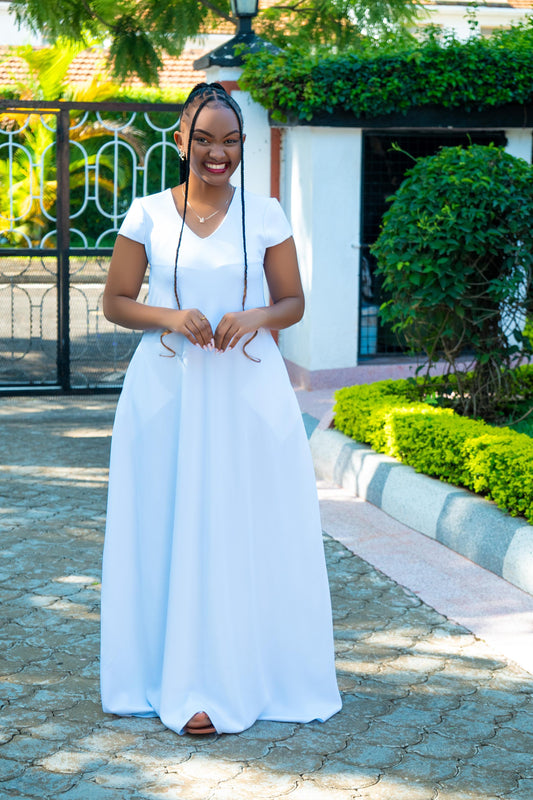 White Maxi Dresses (Cap Sleeves)