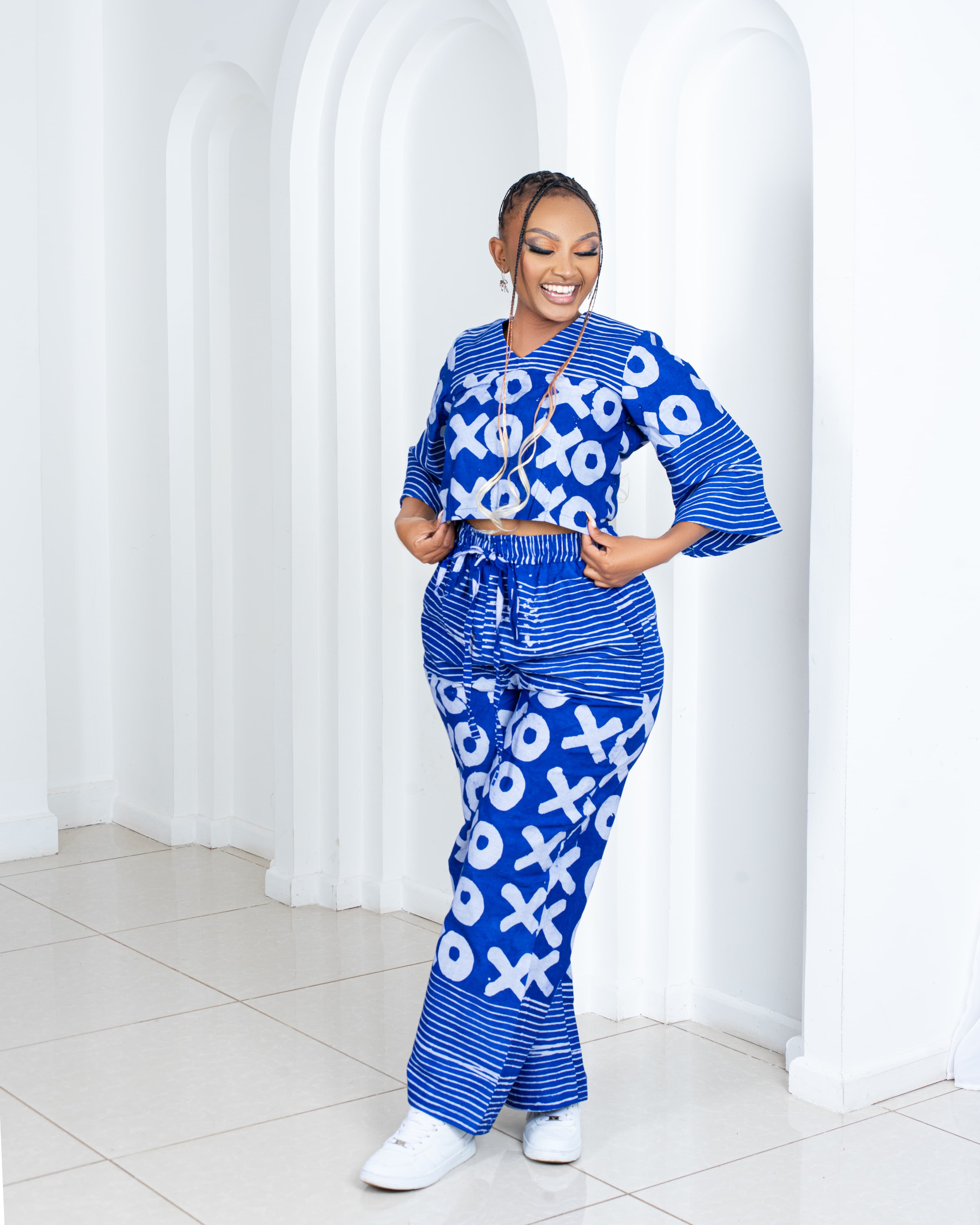 Batik 2pc Set (Top & Palazzo)(Royal Blue)
