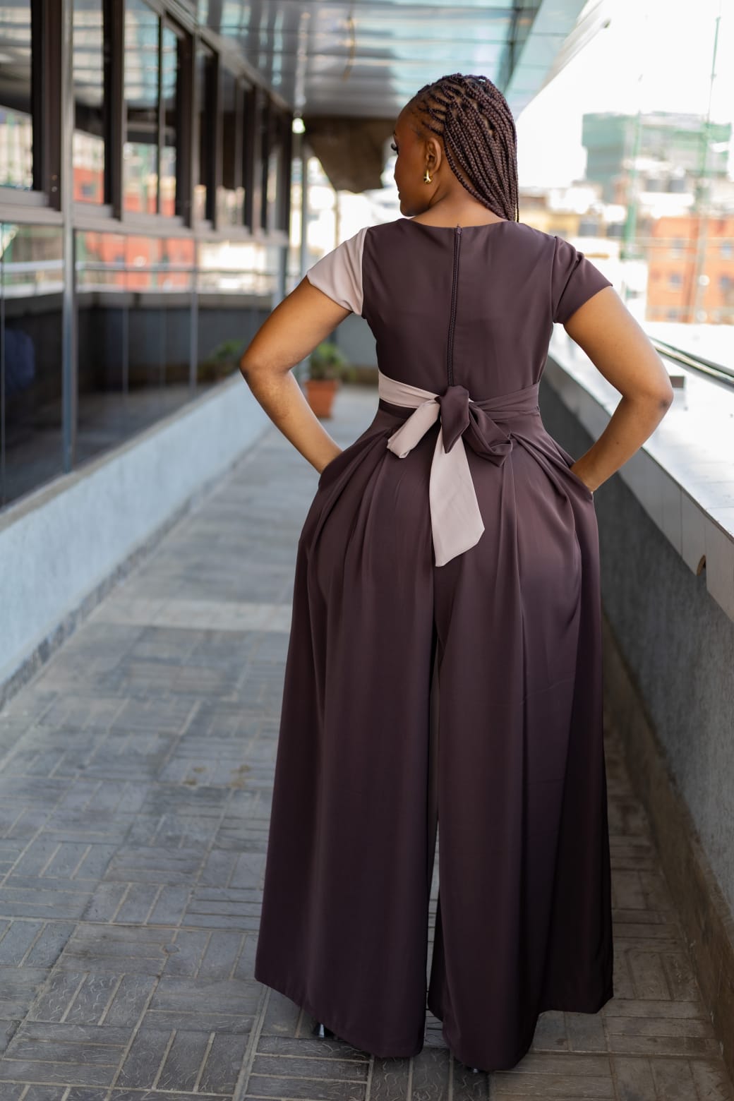 The Luxe Duo-Tone Wide- Leg Jumpsuits (Brown+Beige)