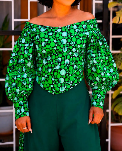 Ankara Luxe Palazzo Set (Emerald Green)